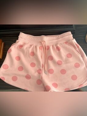 Pink Polka Dot Drawstring Shorts